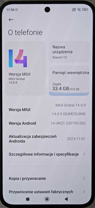 Smartfon Xiaomi 13, 12/512 GB, Gwarancja