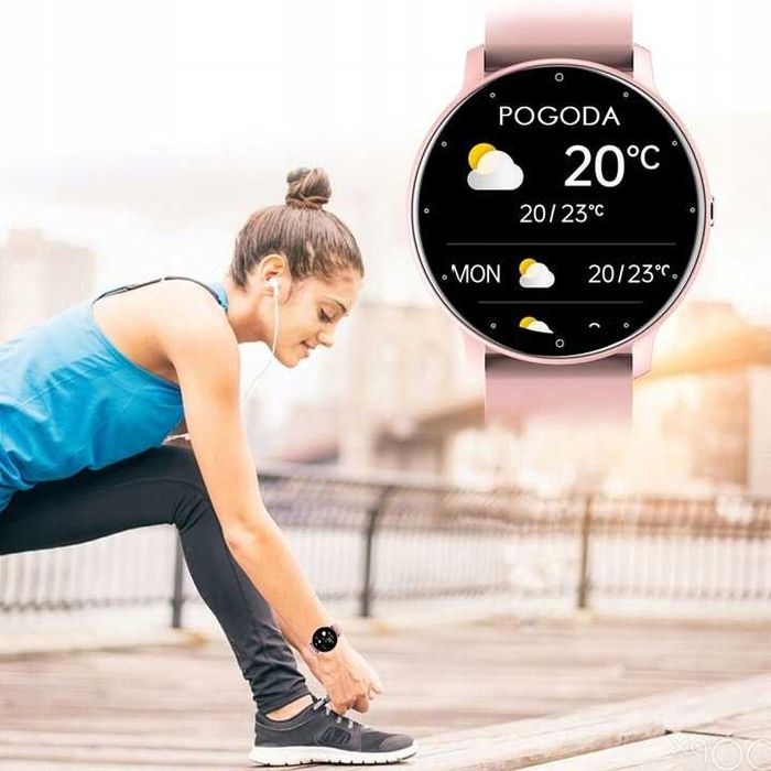 WODOODPORNY Smartwatch zegarek krokomierz tętno SMS różowy dla kobiety