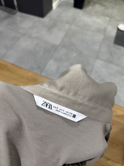 Koszula satynowa Zara khaki