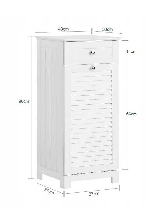 Szafka słupek łazienkowy z koszem na pranie ażurowa biała Nowa