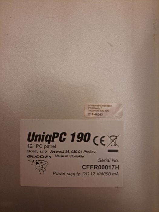 Panel dotykowy UniqPC 190 Komputer All-in-One Elcom