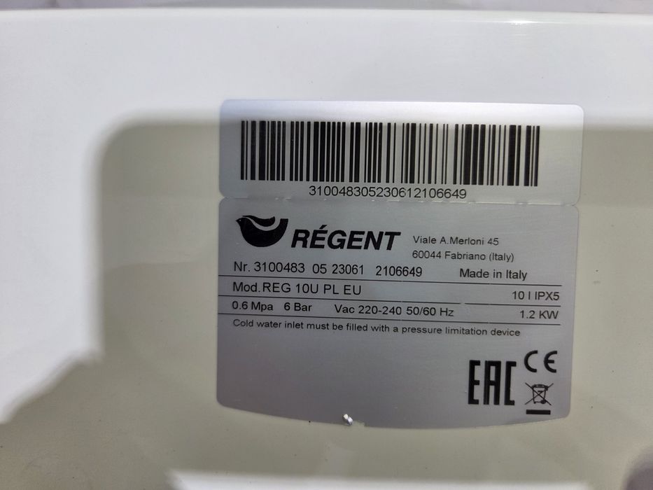 Podgrzewacz elektryczny Regent 10 U EU