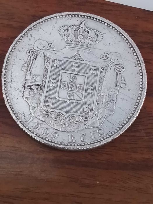 Moeda de 1000 reis de 1899, de D. Carlos I, em prata.