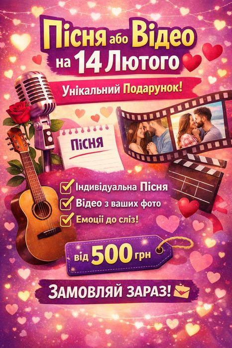 Пісня на замовлення та відео привітання за вашою історією