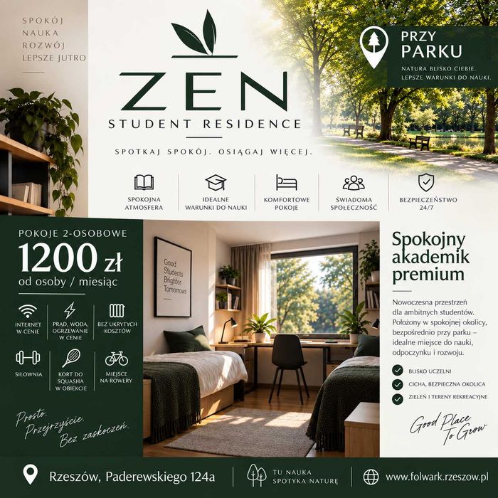 ZEN STUDENT RESIDENCE Spokojny akademik PREMIUM w Rzeszowie