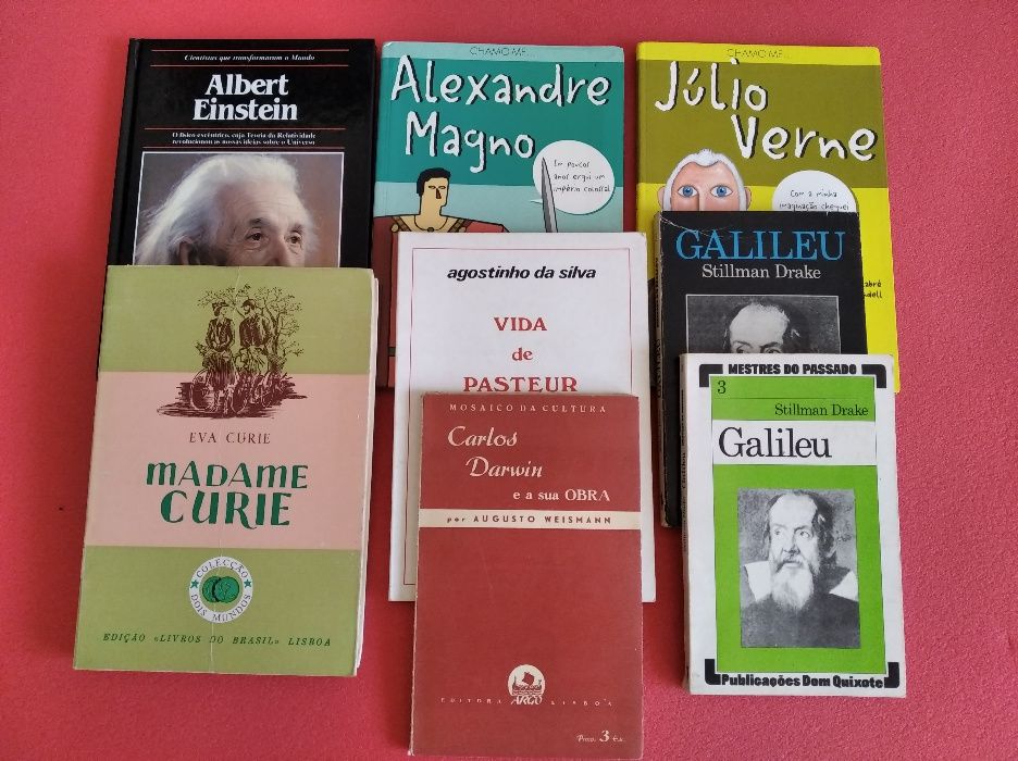 Biografias de Curie, Einstein, Pasteur, Galileu e outros