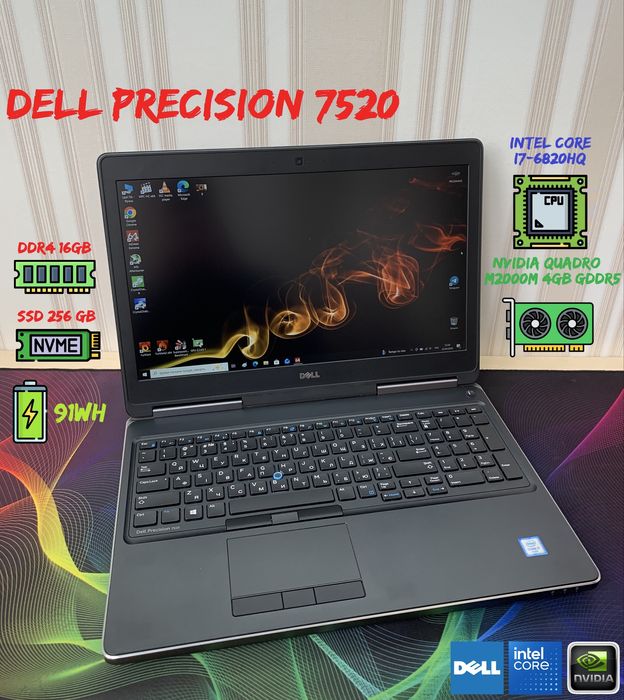 Dell precision 7510 |15,6FHD|i7-6820HQ|16Gb|256Gb|nVidia M2000M/4Gb