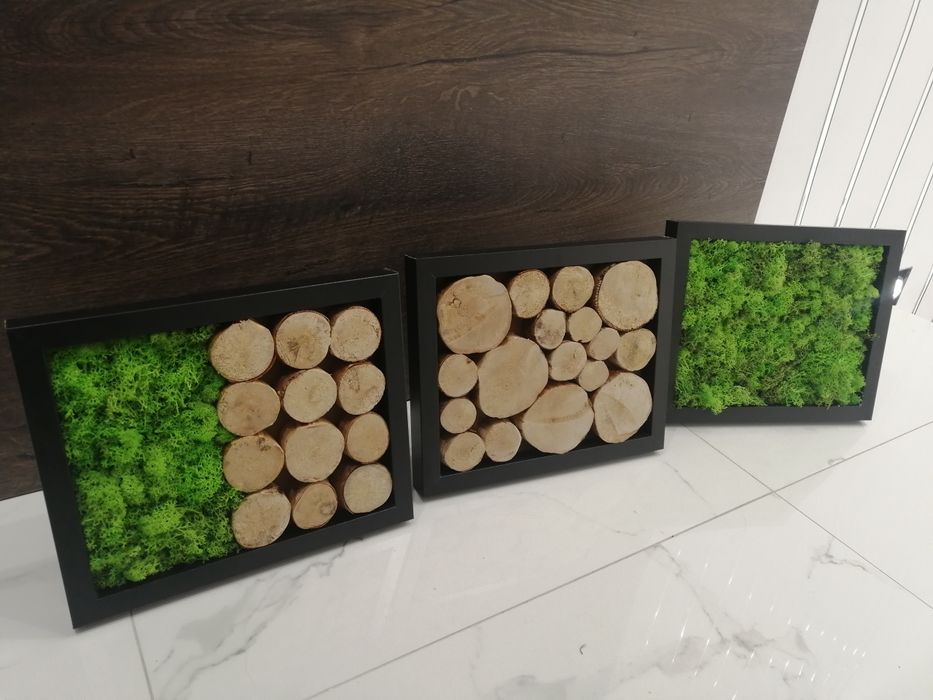 Obraz z mchu oraz z drzewa