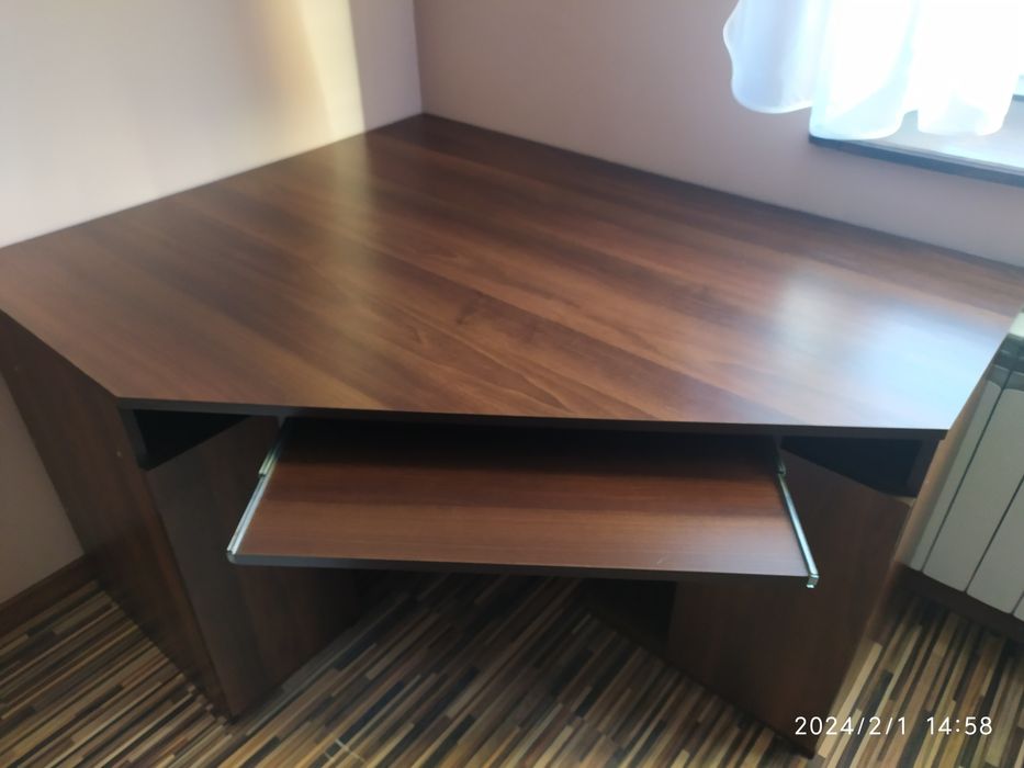 Biurko narożne młodzieżowe, biurowe - dwuszafkowe