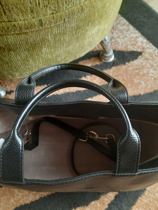 Torebka torba teczka Trudsardi Jeans czarna skóra  ekologiczna
