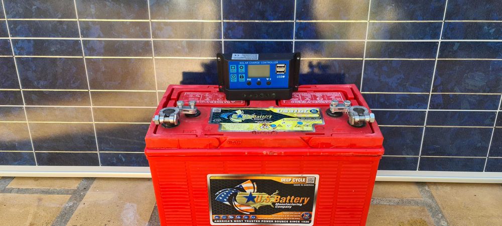 Kit painel solar completo 2 paineis+bateria usado