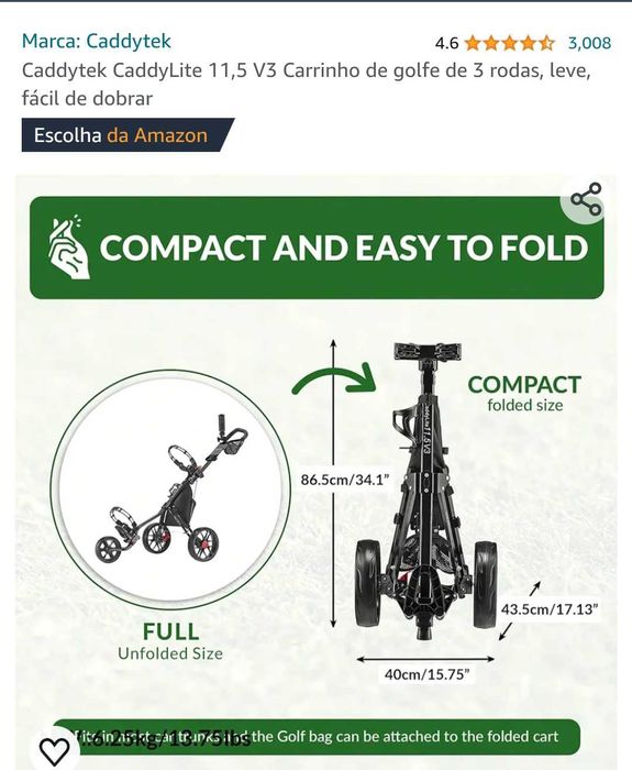 Carrinho de golf NOVO Caddy Tec