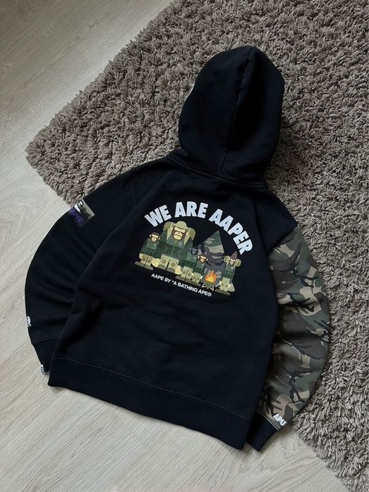 Худи AAPE by A Bathing Ape ZULU Zip Hoodie чёрное с камуфляжным