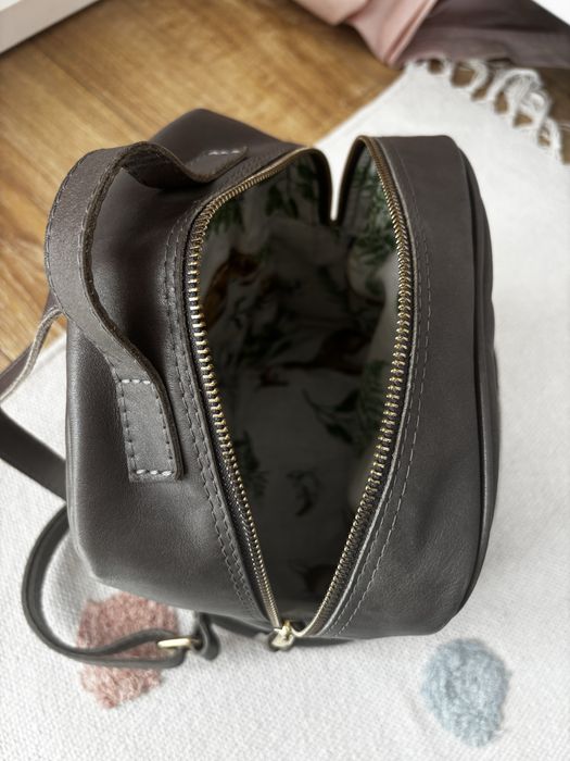 Plecak Zuzia Górska Mini BackPack, handmade, skóra naturalna, szary
