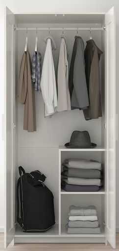 Roupeiro c/2 portas, branco, 78x50x190 cm