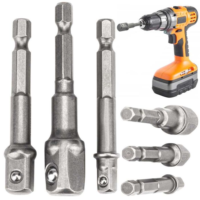 Adaptery Nasadki Do Wkrętarki 1/4 3/8 1/2