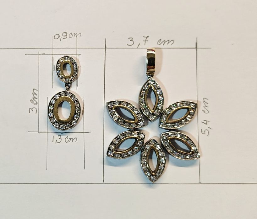 Brincos e medalha prata e ouro