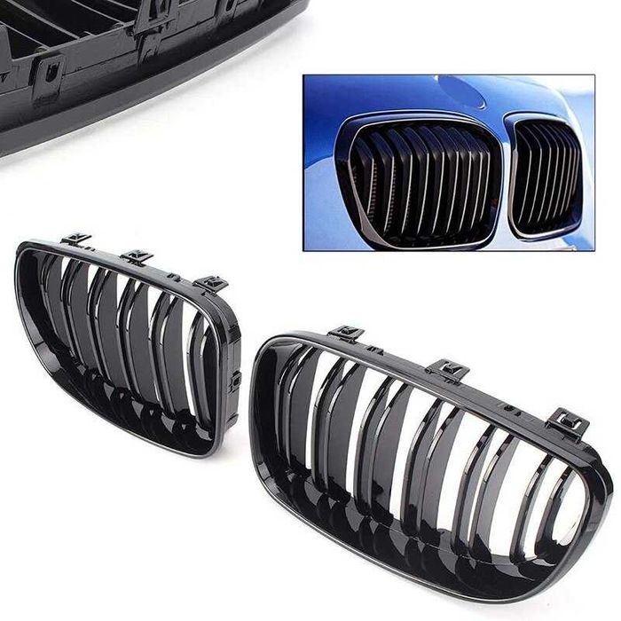 Grelhas preto piano dupla barra para BMW série 1 E81 E82 E87 E88