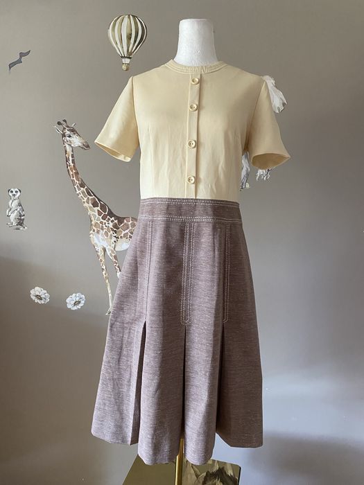 Sukienka vintage Lerose UK retro Old Money rozkloszowana M/L