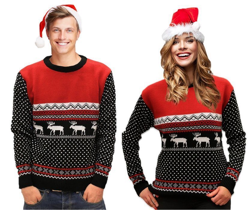 Sweter Świąteczny Maszerujące Renifery, rozmiar L