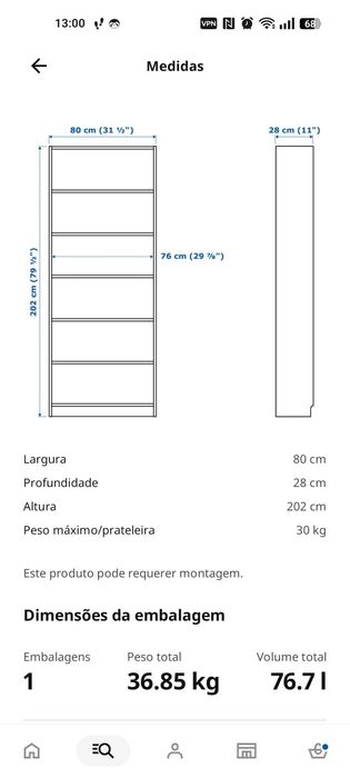Estante Billy branca com portas de vidro