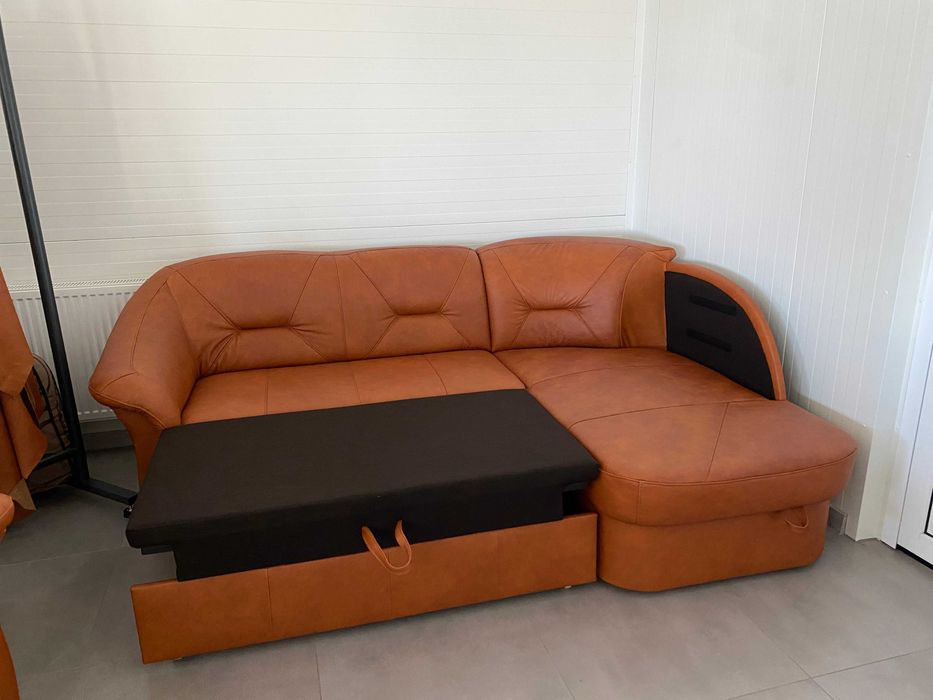 Wiosenna cena Komplet Fresh narożnik i fotel naturalna skóra