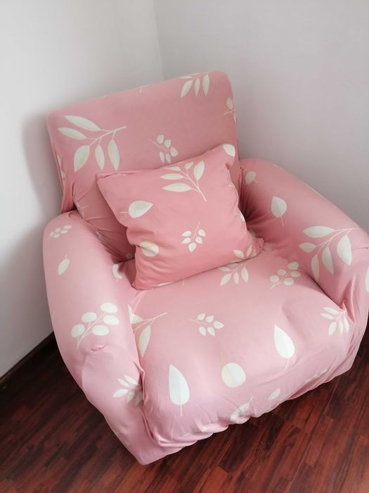 Capa de sofá rosa 1 lugar