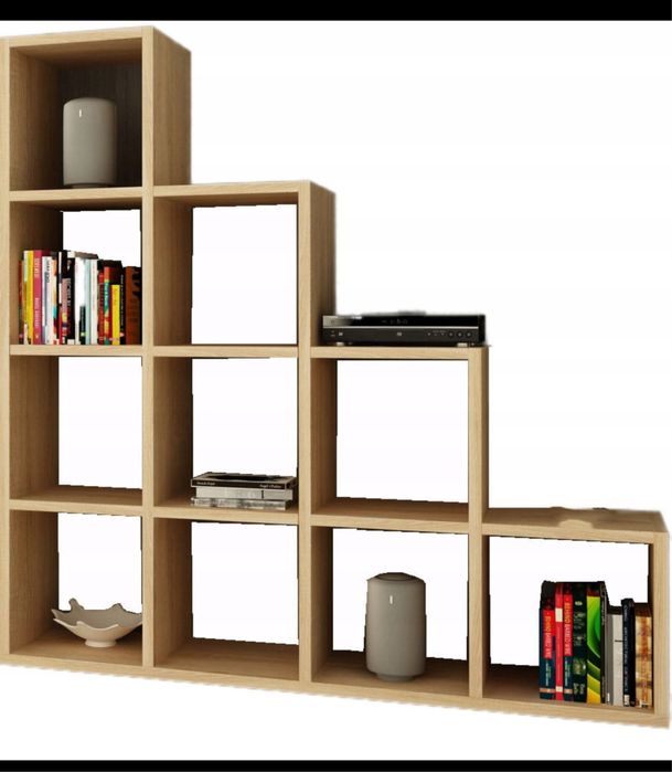 Nowoczesny regał SCHODKOWY na książki półki SACHINO DĄB SONOMA
