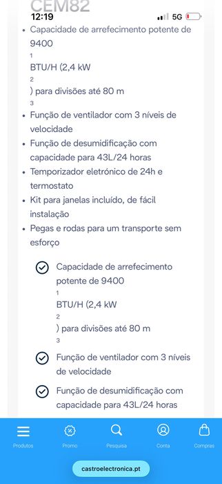 Ar condicionado portátil Novo na caixa