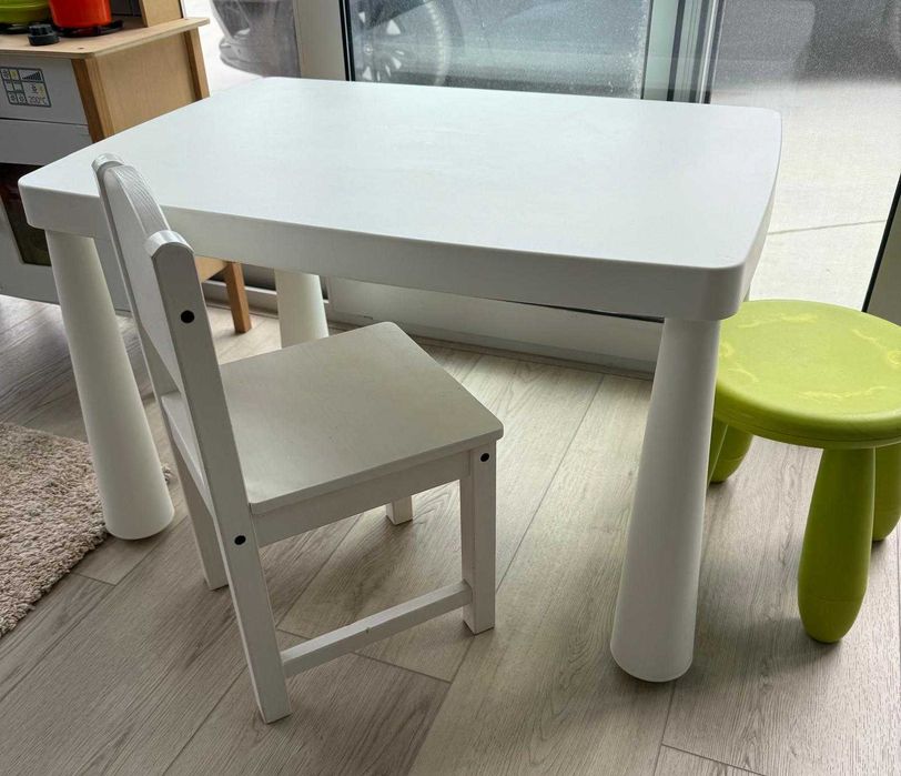 Mesa para criança brincar, com cadeira e banco, IKEA