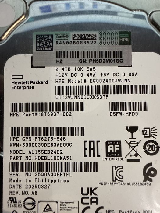 Disco SAS HP 2.4TB G8-G10 2.4-TB 12G 10K 2.5 SAS