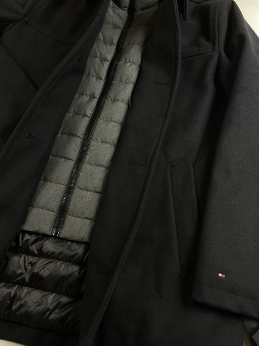 44 S Tommy Hilfiger черное шерстяное пальто шерстяне хилфигер хілфігер
