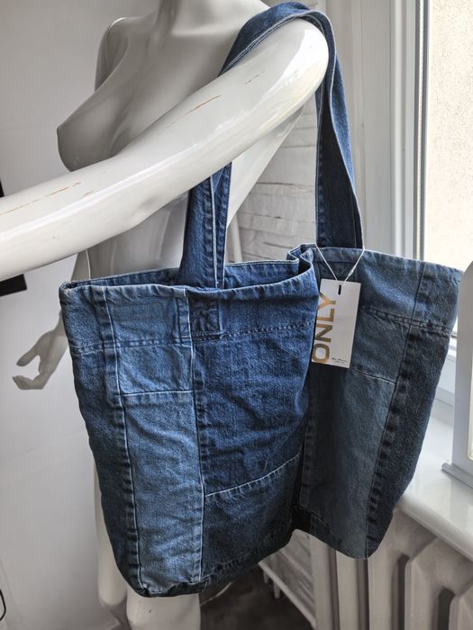Viralowa duża  torba dżinsowa marki Only Shopperka na ramię