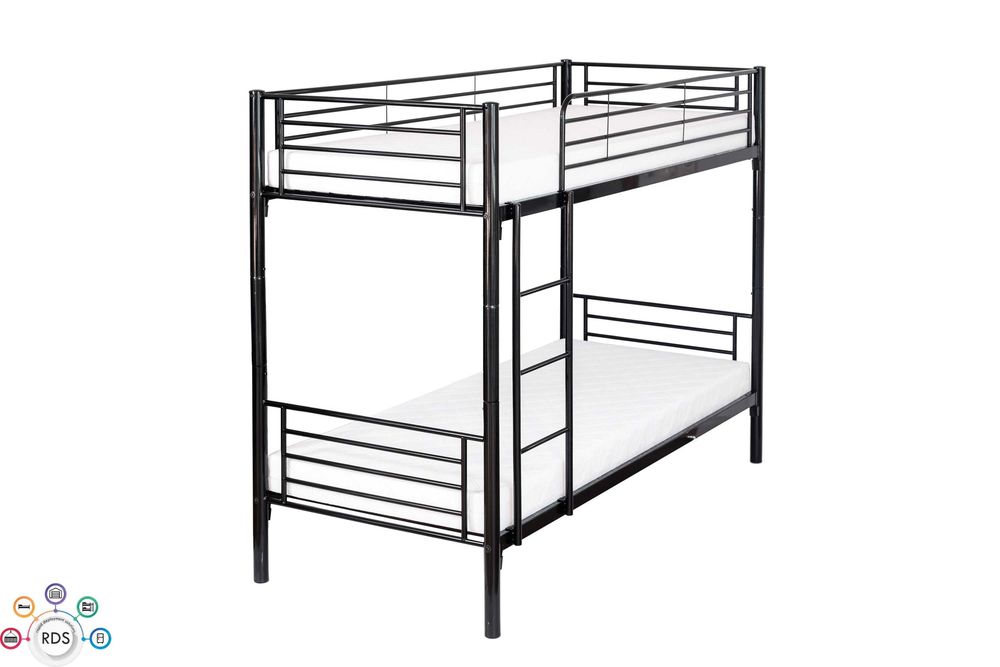 Łóżko metalowe piętrowe z materacami hotelowe kwaterowe 200x90 cm