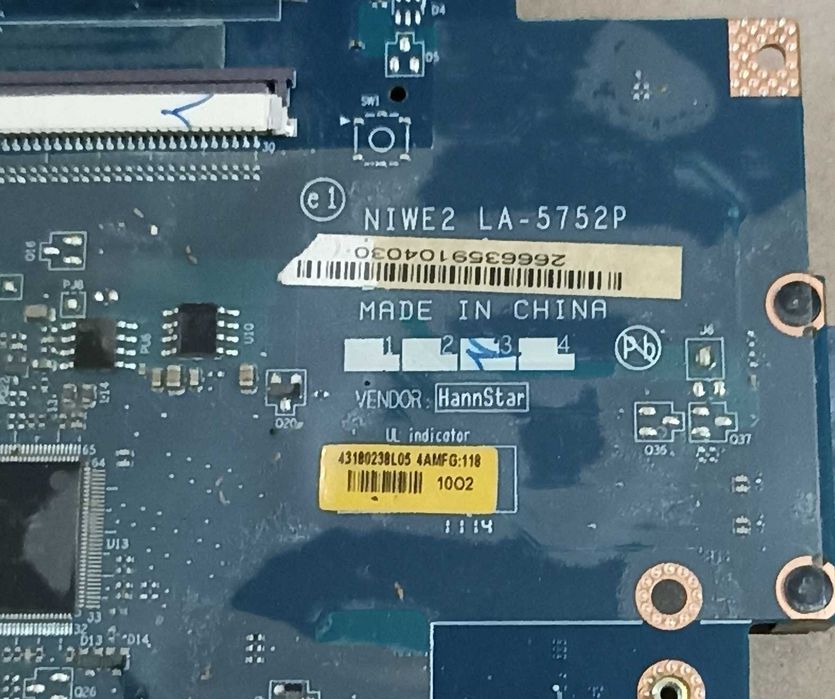 Материнская плата ноутбука Lenovo G560 G565  Z560 (NIWE2 LA-5752p)