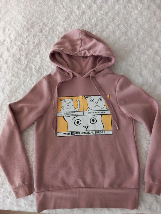 dziewczęca bluza z kapturem arktyczny róż KOT Sinsay rozmiar XXS