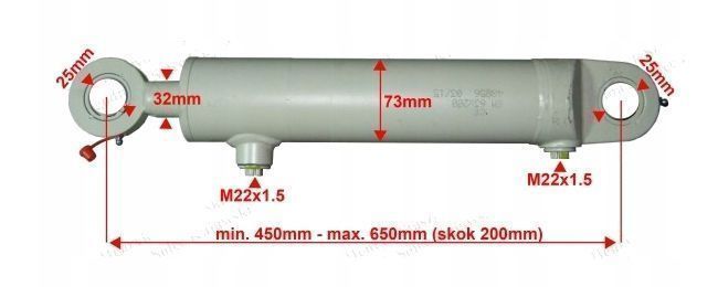 Siłownik Hydrauliczny 63x32 Skok 200 + Mocowania [7056]