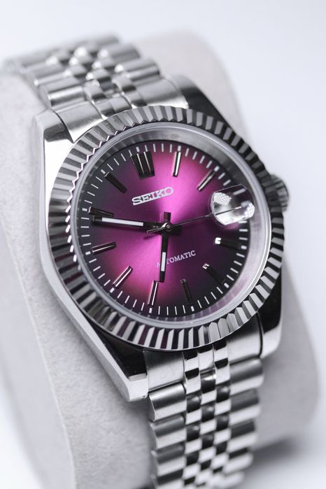 Zegarek Custom Mod Datejust Crown Purple Jubilee Seiko Mod