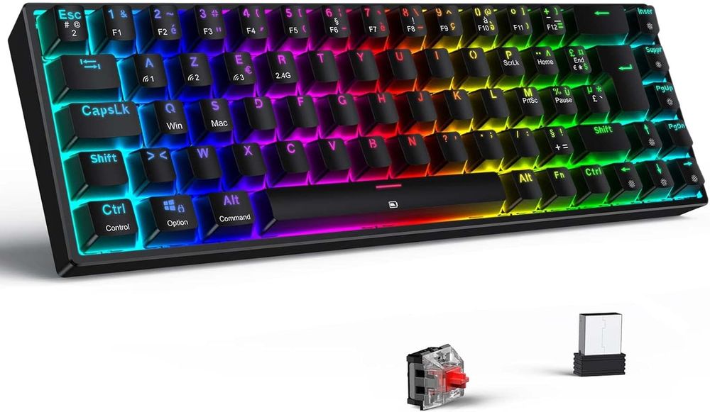 Klawiatura mechaniczna TECURS AZERTY bezprzewodowa RGB TKL