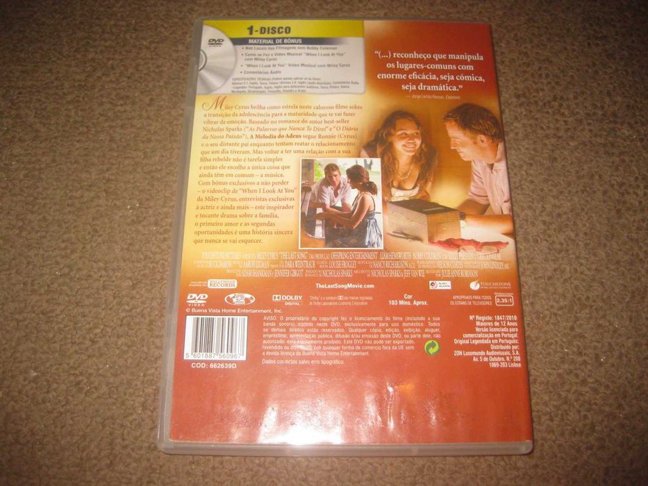 DVD "A Melodia do Adeus" com Liam Hemsworth