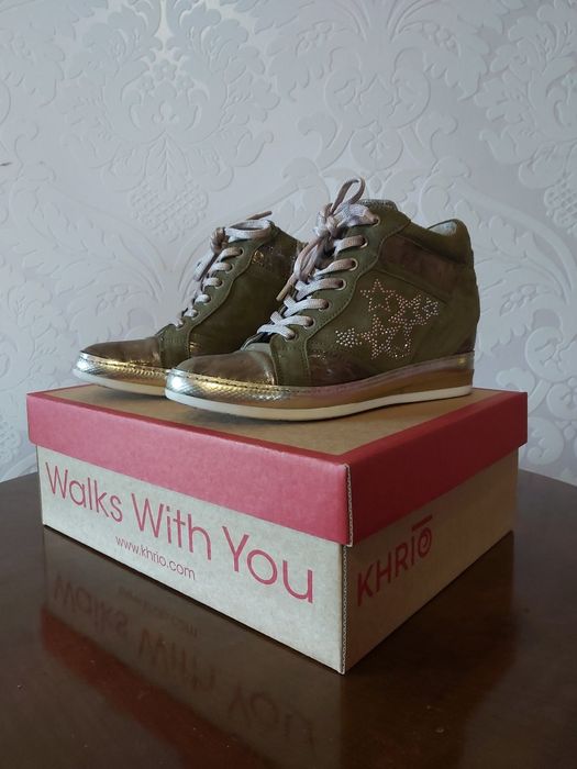 Sneakersy na platformie wysokie adidasy Khrio 37 oliwkowe