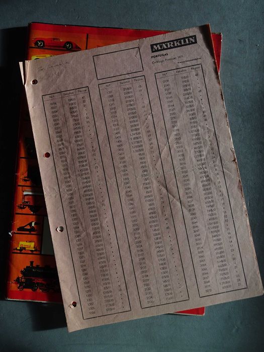 Antigo catálogo da Marklin 1972 com tabela preços Portugal ano 1971