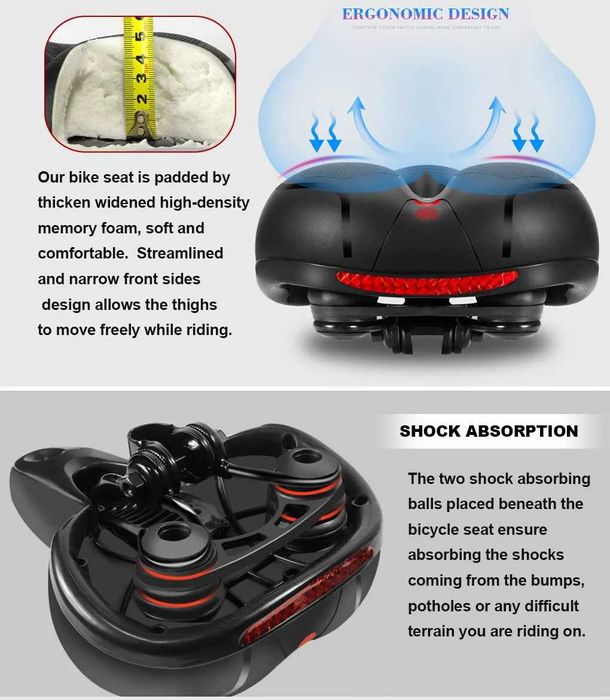 Седло сидение сидушка сідло спортивное туристическое широкое пружинное