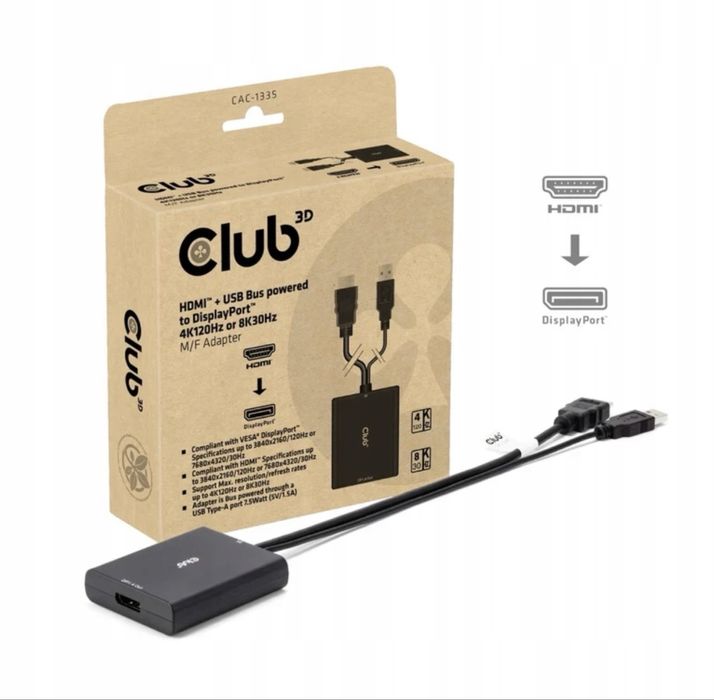 CLUB3D CAC-1335 adapter kablowy 1 m HDMI + USB DisplayPort