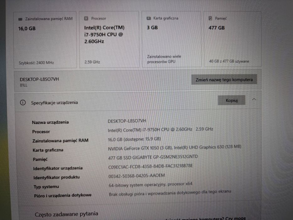 Laptop gamingowy Lenovo