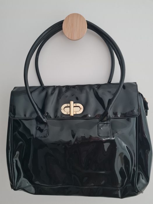 Oriflame lakierowana elegancka torba shopper czarna NOWA
