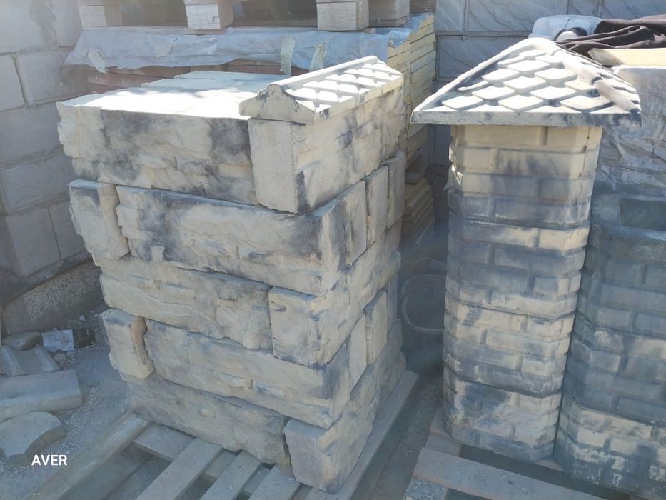 Готовые наборные столбы,декорированный забор,искуст. мрамор,парапеы