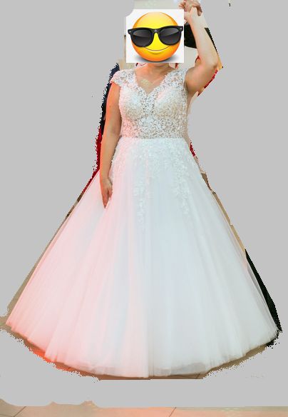 Suknia ślubna śmietanowa 40/42 + koło i welon krotki