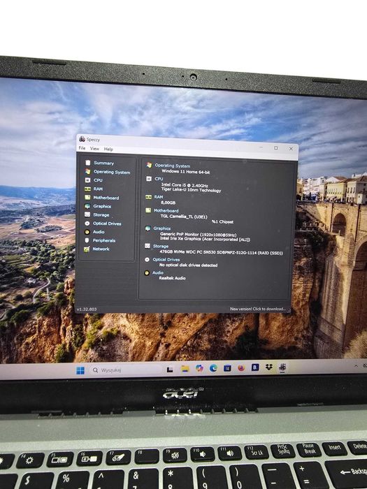 Laptop Acer Aspire 3 15,6" Intel Core i5 8GB/512GB srebrny