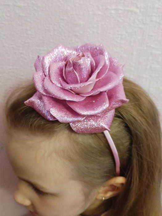 Обруч троянда рожева розочка до костюма квіточка рожева троянда.